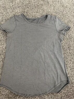 Lululemon Short Sleeve Crewneck Tee in Black & White Stripe